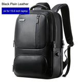 BOPAI Top Genuine Leather Backpack Men 15.6 Inch Laptop Backpack