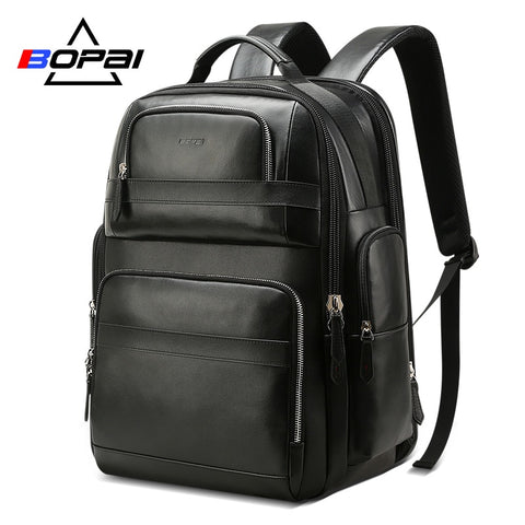 BOPAI Luxury Genuine Leather Backpack for Men Women Travel